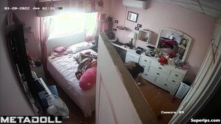 Busty Latina girl gets dressed in her room