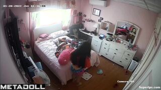 Busty Latina girl gets dressed in her room