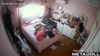 Busty Latina girl gets dressed in her room