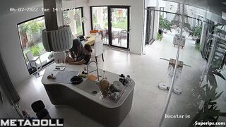Rich American couple fucks in their kitchen
