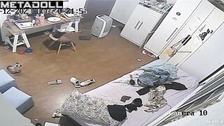 Gorgeous white girl naked in her room