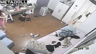 Gorgeous white girl naked in her room