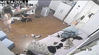 Gorgeous white girl naked in her room