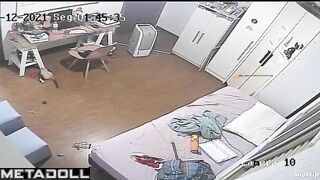 College girl dances sexy naked in her room