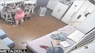 College girl dances sexy naked in her room