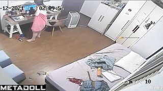 College girl dances sexy naked in her room