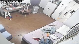 College girl dances sexy naked in her room