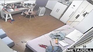 College girl dances sexy naked in her room