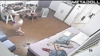College girl dances sexy naked in her room