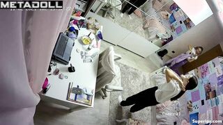 European teenage sisters changing clothes