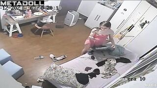 Teenage girl gets dressed slowly in her room