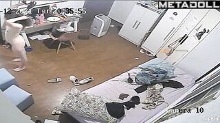 Teenage girl gets dressed slowly in her room