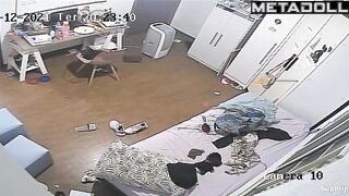 Teenage girl gets dressed slowly in her room