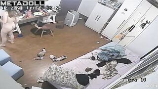 Teenage girl gets dressed slowly in her room