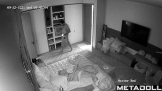 Tanned blonde woman rides her husband