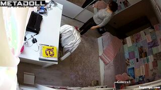 Naughty girl masturbates while watching porn