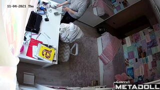 Naughty girl masturbates while watching porn
