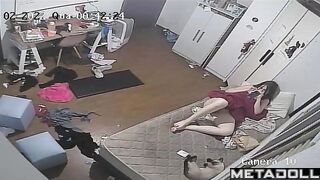 Gorgeous nude teenage girl watching porn