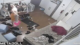 Naughty naked teenage girl watching porn