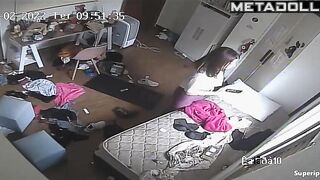 Cute young girl dancing sexy in her room