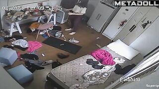 Cute young girl dancing sexy in her room
