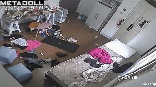 Cute young girl dancing sexy in her room
