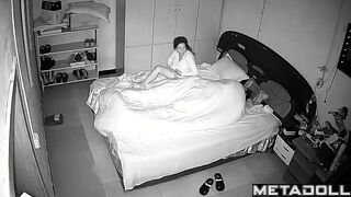 Asian married couple fucks in their bed