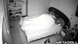 Asian married couple fucks in their bed
