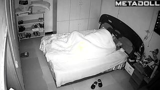 Asian married couple fucks in their bed