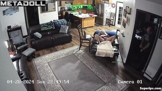 Naughty old couple fuck on the couch