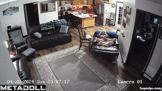 Naughty old couple fuck on the couch