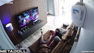 Interracial Brazilian couple fucks on the couch