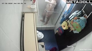 Latina college girl takes a shower