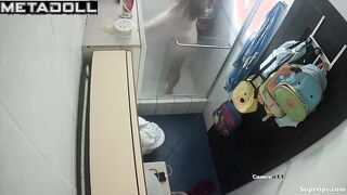 Latina college girl takes a shower