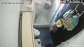 Latina college girl takes a shower