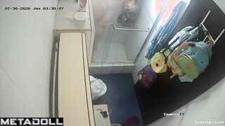 Latina college girl takes a shower