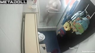 Latina college girl takes a shower