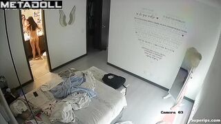 Naked teenage Latina girl in her bedroom