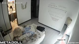 Naked teenage Latina girl in her bedroom