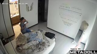 Naked teenage Latina girl in her bedroom