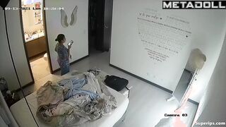 Naked teenage Latina girl in her bedroom
