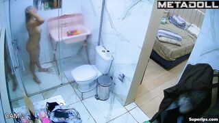 Big Brazilian girl takes a long shower