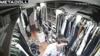 Horny Belgian brunette mom changes her dirty panties before going to sleep