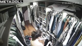 Horny Belgian brunette mom changes her dirty panties before going to sleep