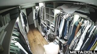 Tanned British brunette exotic dancer gets dressed before masturbating