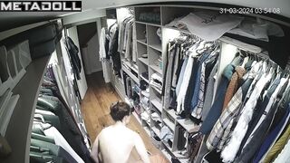 Tanned British brunette exotic dancer gets dressed before masturbating