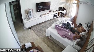 New couple having sex in the bedroom spy cam record