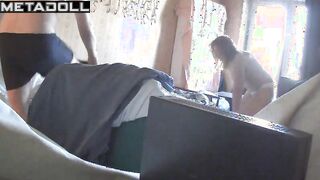 Mature Greek blonde woman gets dressed before watching porn