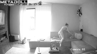 Horny Finnish blonde exotic dancer changes her bra in her room