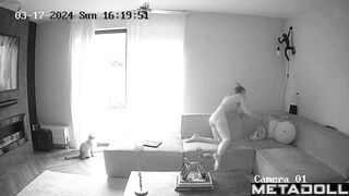 Horny Finnish blonde exotic dancer changes her bra in her room